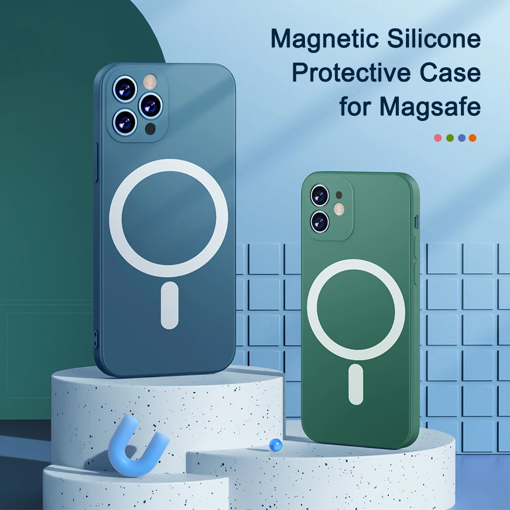 

Ultra Thin Shockproof Soft Mag Safe Case for Magsafe iPhone 11 12 13 Pro Max Mini XS 7 8 Magnetic Macsafe Circle Protector Cover