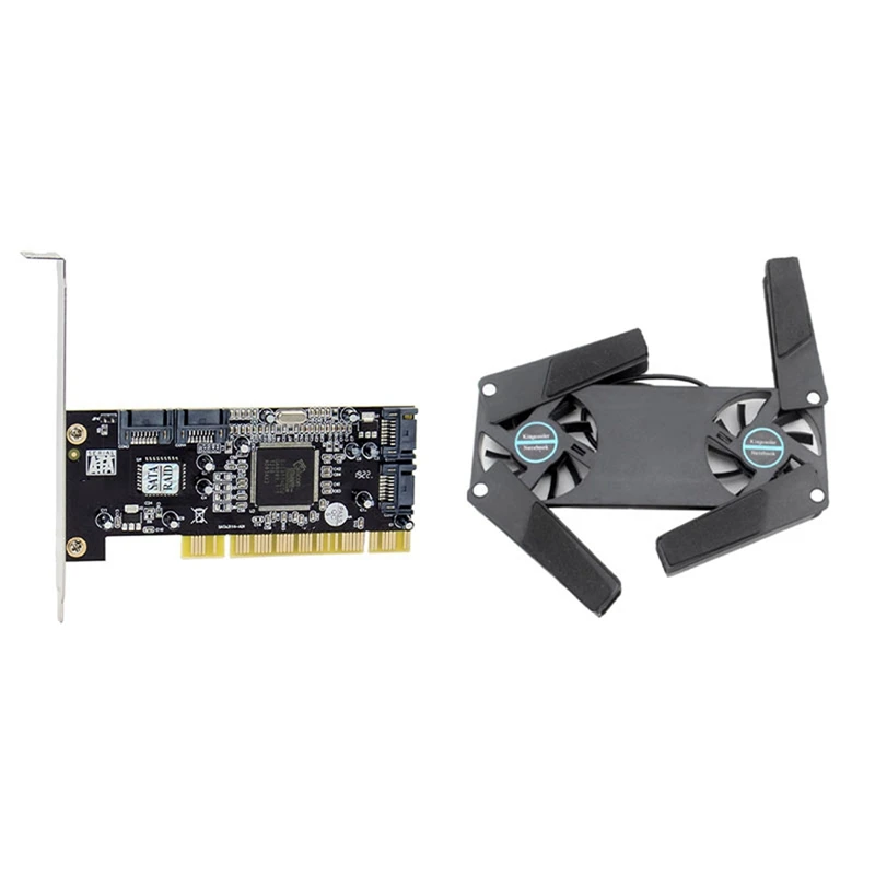

1 Pcs Notebook Radiator Foldable Dual Fan Cooling Pad & 1 Pcs Sil3114 SATA Adapter Controller Chip Card