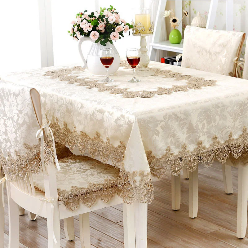 

Europe Luxury Embroidered Table Lace Tablecloth For Dining Table Cover Cloth Coffee Table Flag Cushion Cover