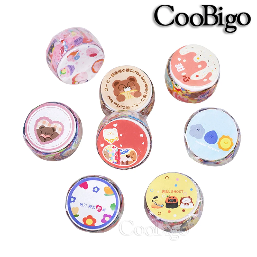 Szt / rolka Śliczne naklejki z kreskówek Washi Taśma maskująca Rzemiosło Dekoracyjne DIY Scrapbooking Niedźwiedź Ciasto Duch Królik Pogoda