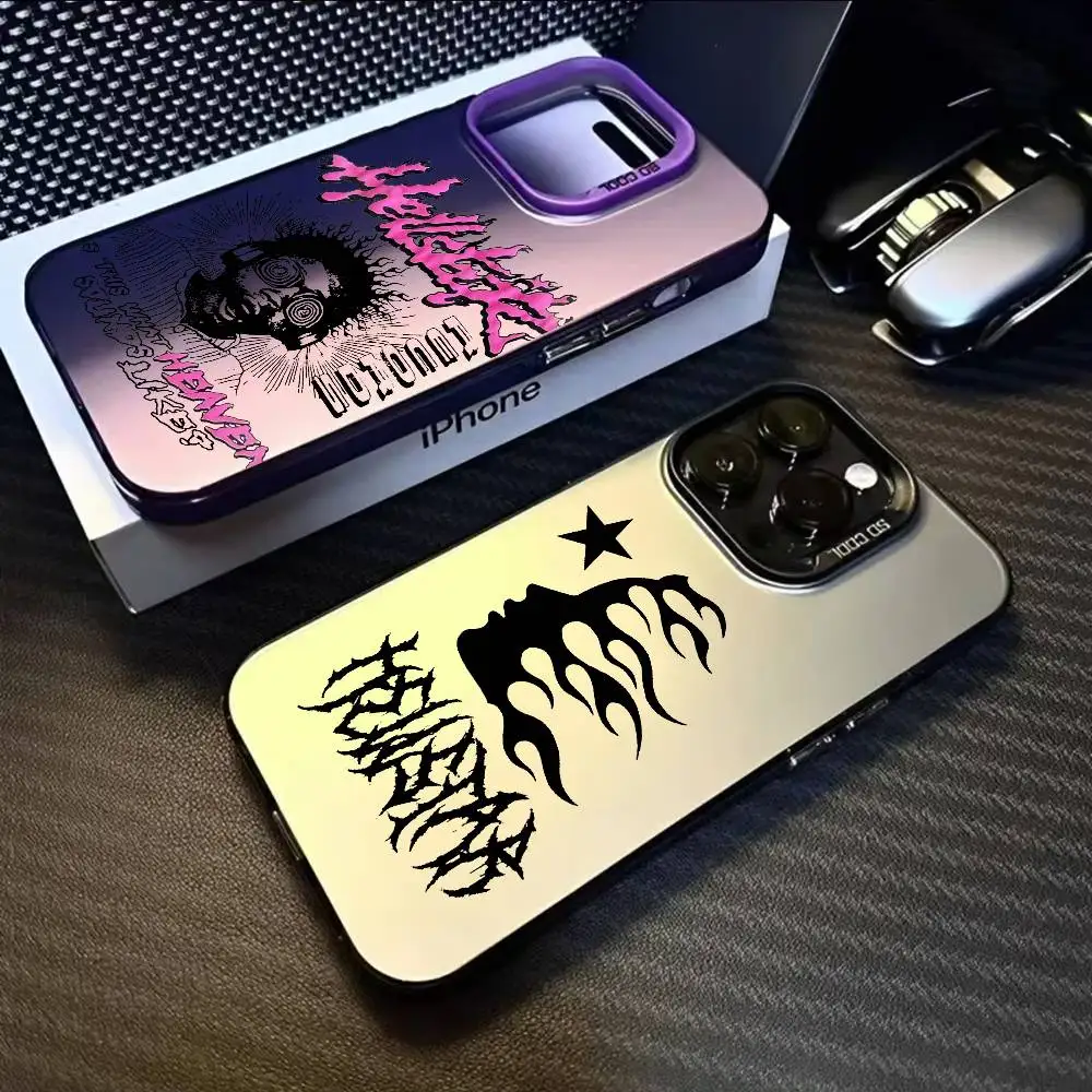 Фото H-HellstarS модный чехол для телефона с логотипом для IPhone 17, 16, 15, 14, 13, 12, 11 Pro Max, черный, фиолетовый, матовый, лазерный, металлический, Aurora Funda №3