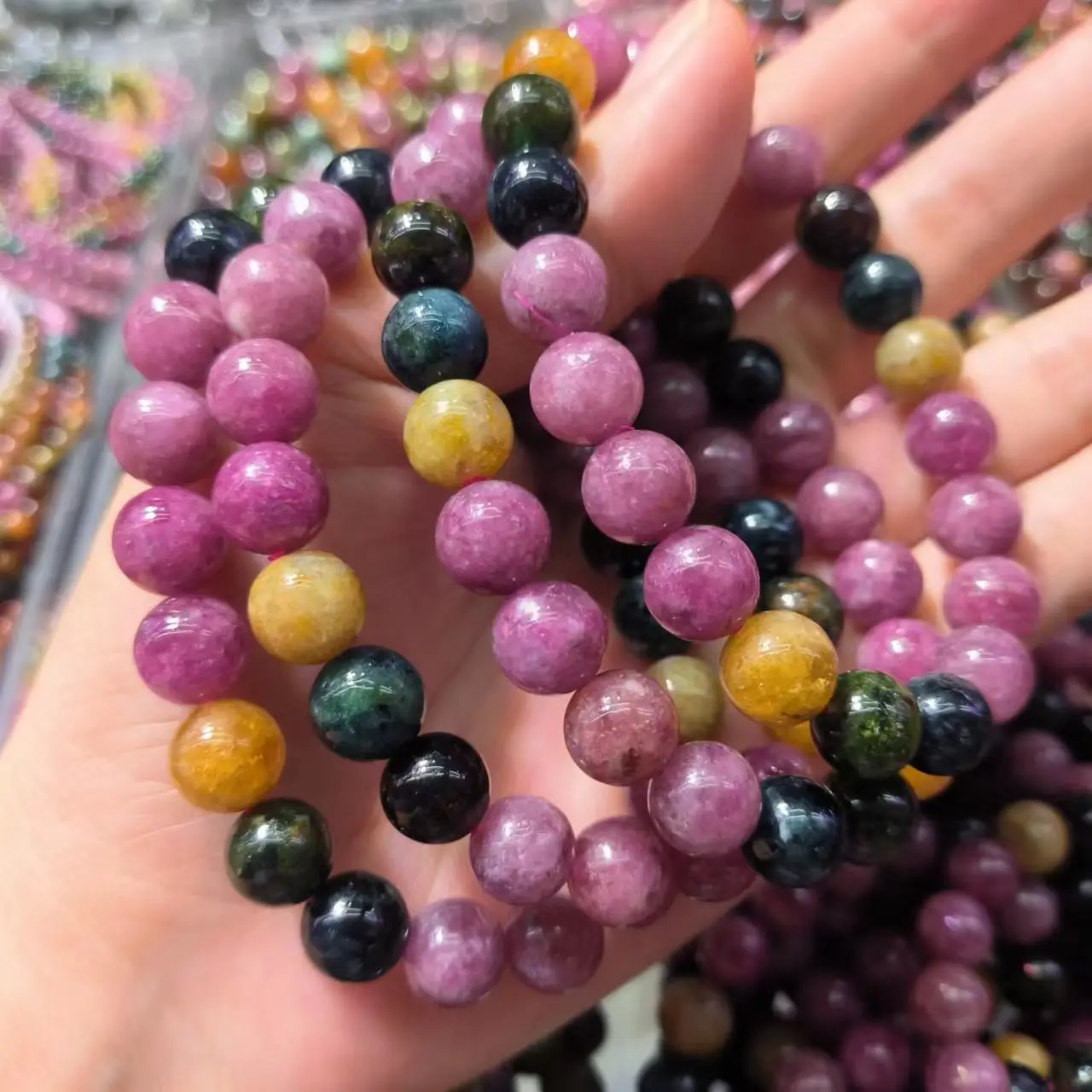 

1pcs/lot Natural tourmaline Bracelet red green yellow crystal colorful fashion and exquisite ladies birthday gift variety styles