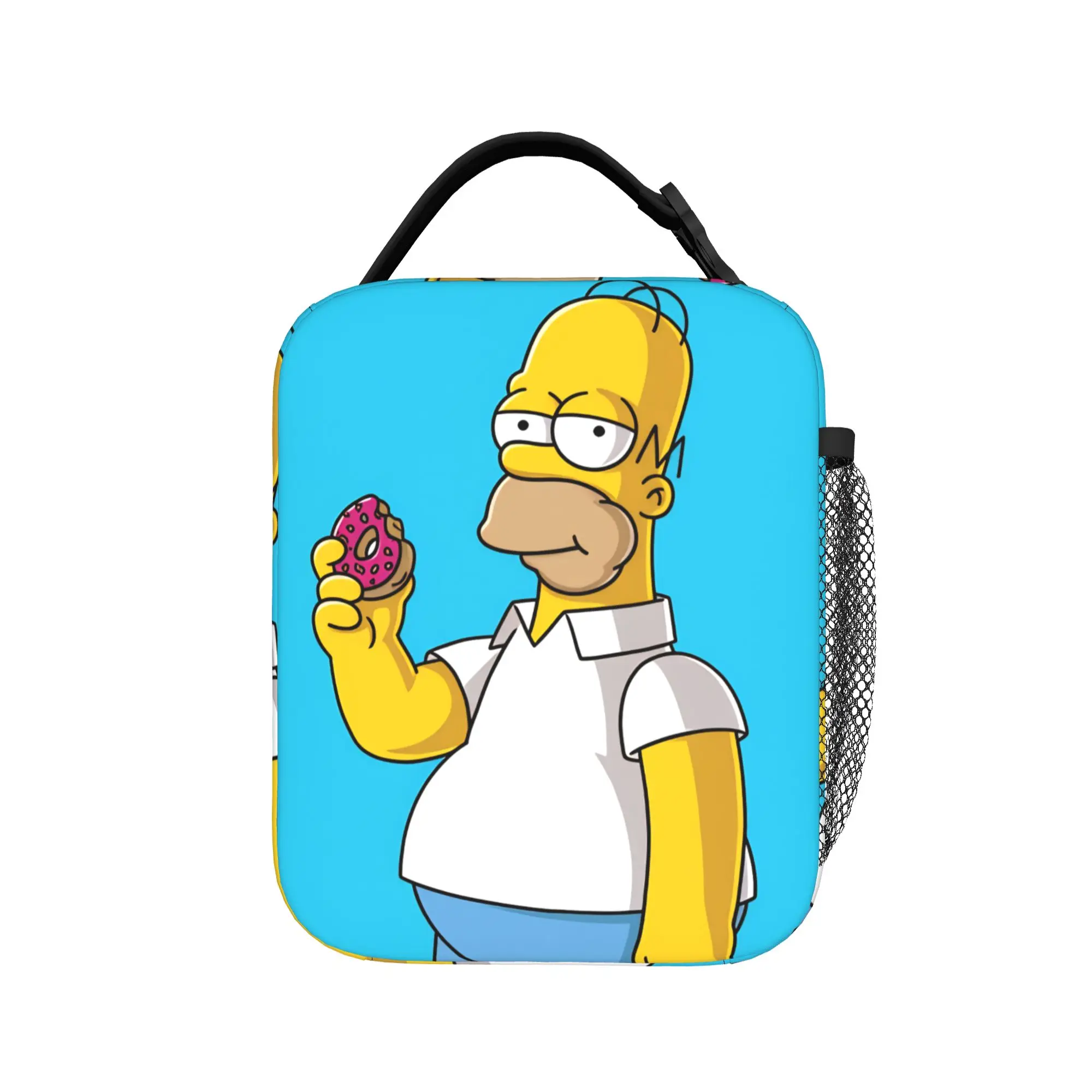 Фото Сумка-холодильник Homer S-Simpsons с розовым пончиком, термосумка для пикника на открытом воздухе, ланч-бокс для женщин, сумка-тоут для отдыха, сумка-холодильник на молнии №1