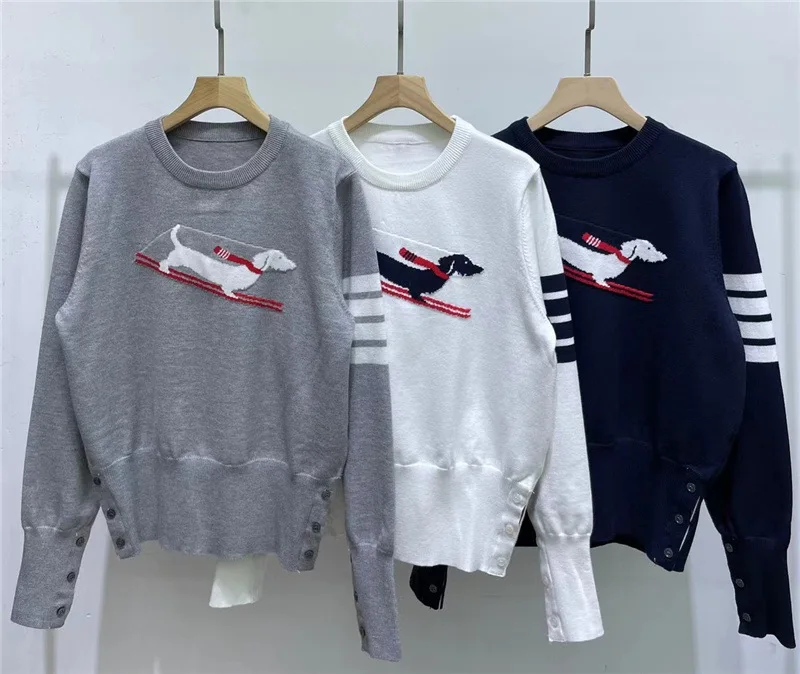 

Dog Jacquard Sweater,Grey Color Preppy Jumpers,Oversize Loose Knitted Shirt ,Student Pullovers, كنزات بأغطية للرأس y2k top