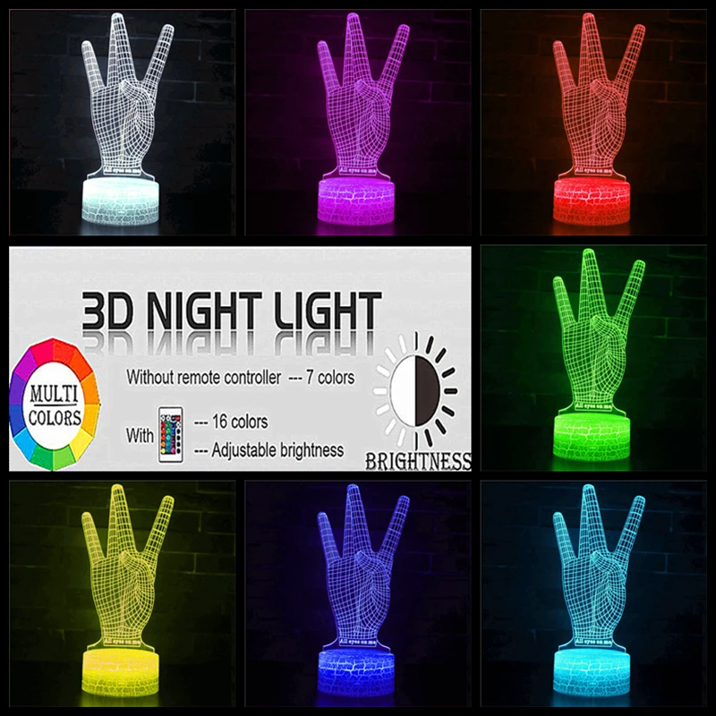 3D Сердце жест я люблю тебя действие светодиодный светильник украшение для дома