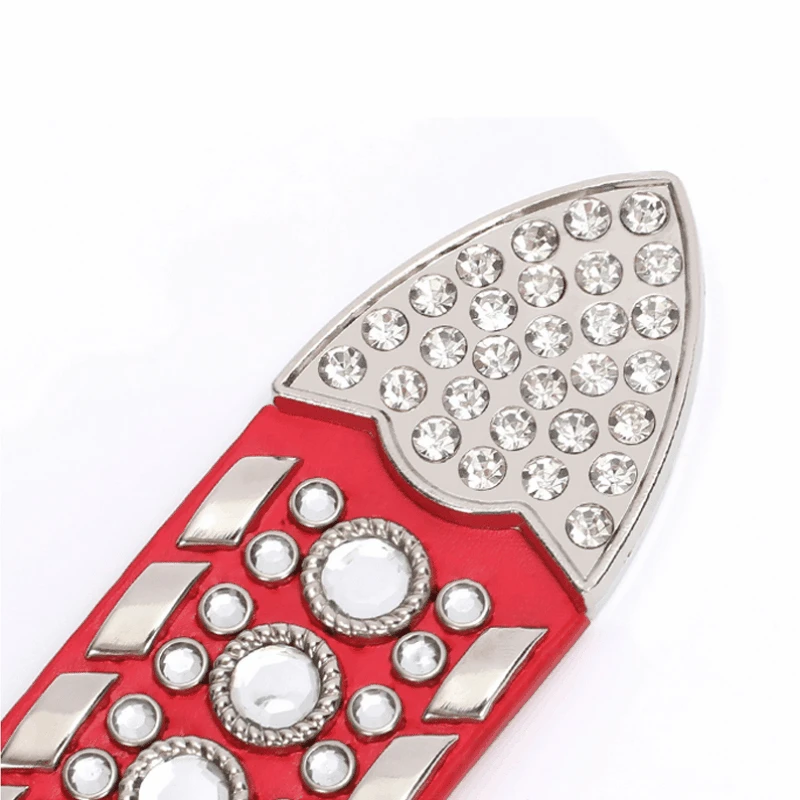 

Belt for Women Men Fashion Western Cowboy Diamond Leather Red Belts for Dress