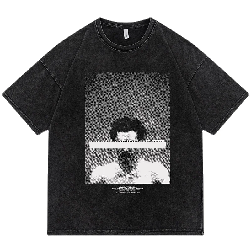 

Футболка мужская с коротким рукавом и графическим принтом, вареная Повседневная хлопковая рубашка в стиле хип-хоп, уличная одежда в стиле Харадзюку, лето