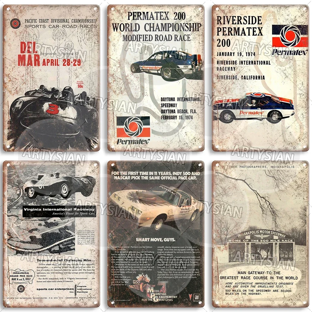 Винтажная металлическая вывеска для автогонок автомобильная выносливость