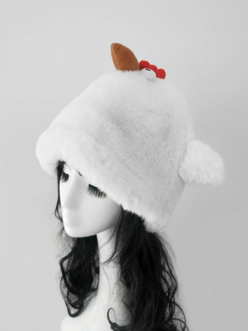 Милая персональная забавная куриная шапка утолщенная плюшевая высокой