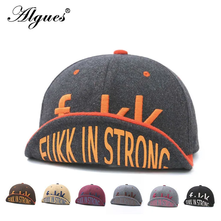 

Autumn & Winter Large Size Woolen Baseball Cap Men's Women's Fashion Embroidered on Snap-brim Felt Woolen Cloth Hat Sun Hats