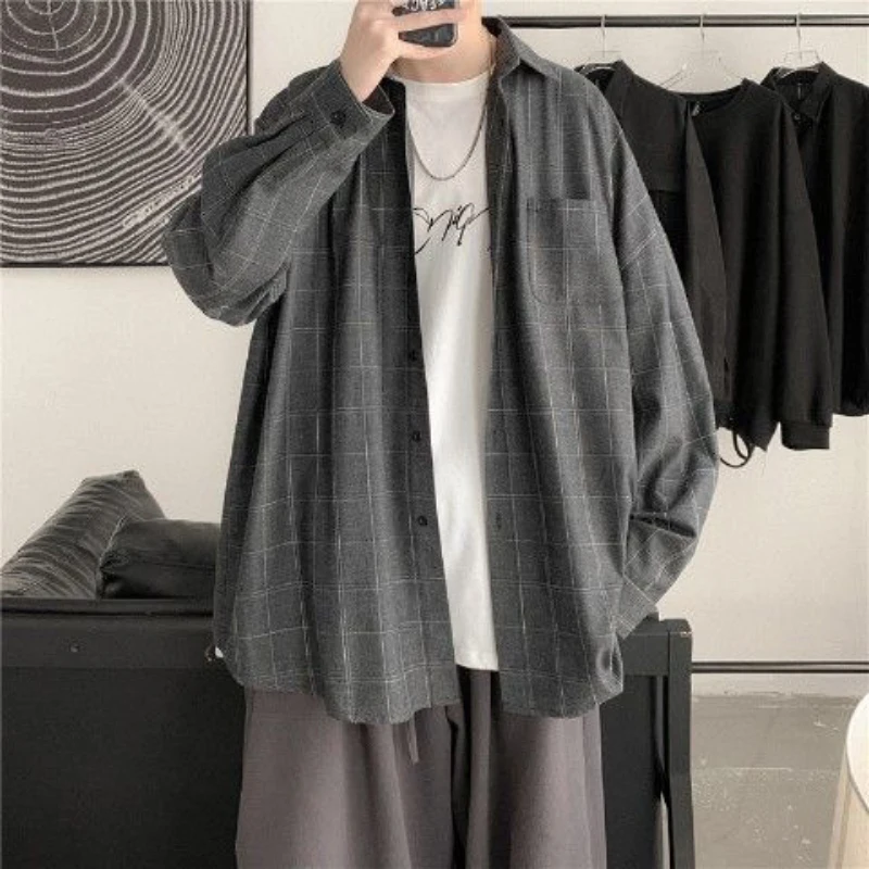 Рубашка в клетку Мужская модная рубашка с длинными рукавами Новинка Весна 2022