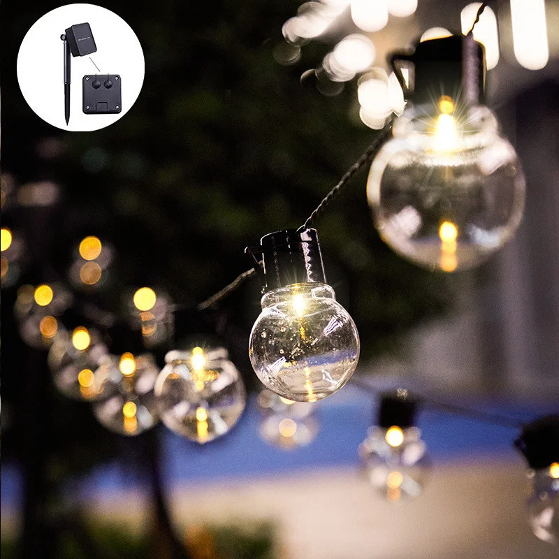 

10m/6.5m/5m Solar G50 Bulb Led String Lights Outdoor Garden Holiday Lighting Solar Lamp Christmas Decoration Street Fairy Lights