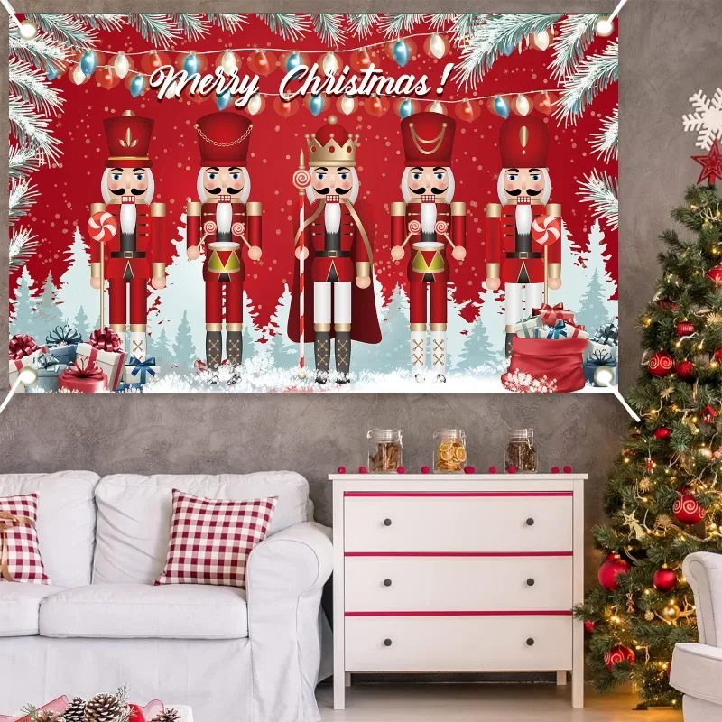 Рождественский Щелкунчик Солдат Баннер Фон Ткань Новогоднее Украшение