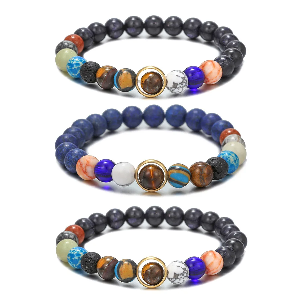 

Natural Stone Bracelets Women 8mm Tiger Eye Quartzs Planets Beads Stretch Bracelet Men Chakra Yoga Healing Reiki Jewelry New