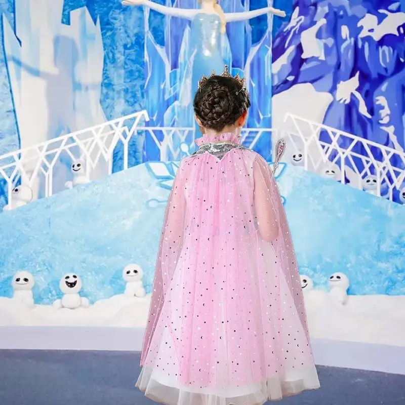 Комплект плащ Холодное сердце принцессы розовый синий мягкая марля однотонный