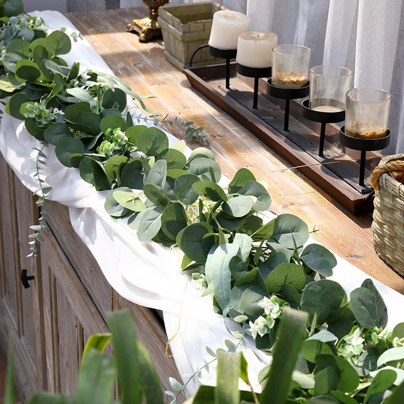 

PARTY JOY 1.9M Fake Greenery Vine Hanging Plant Artificial Eucalyptus Willow Garland for Wedding Party Home Table Backdrop Decor