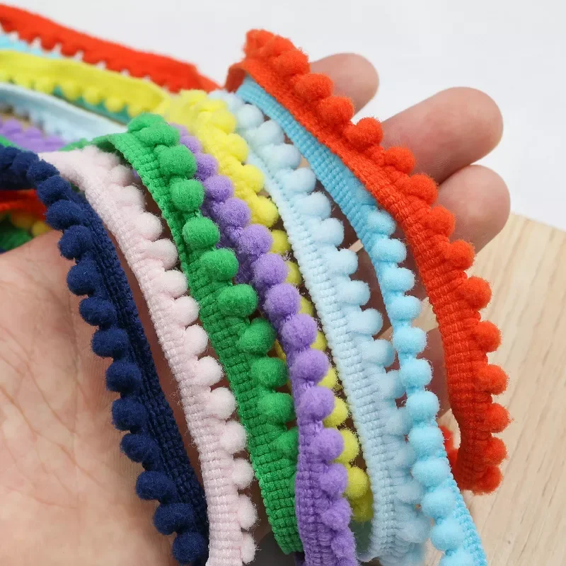 

5/10Yards MINI Pom Poms Trim Lace Ribbon Color Pom Pom Ball Fringe Trim Tassel Sewing Trim for Home Curtain Clothes Pillow Decor