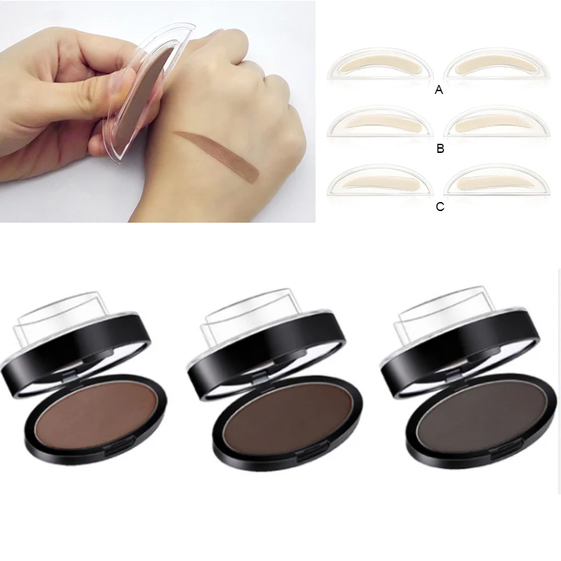 Tampon de poudre à sourcils  Kit de pochoirs de teinte cosmétiques maquillage professionnel  tampon