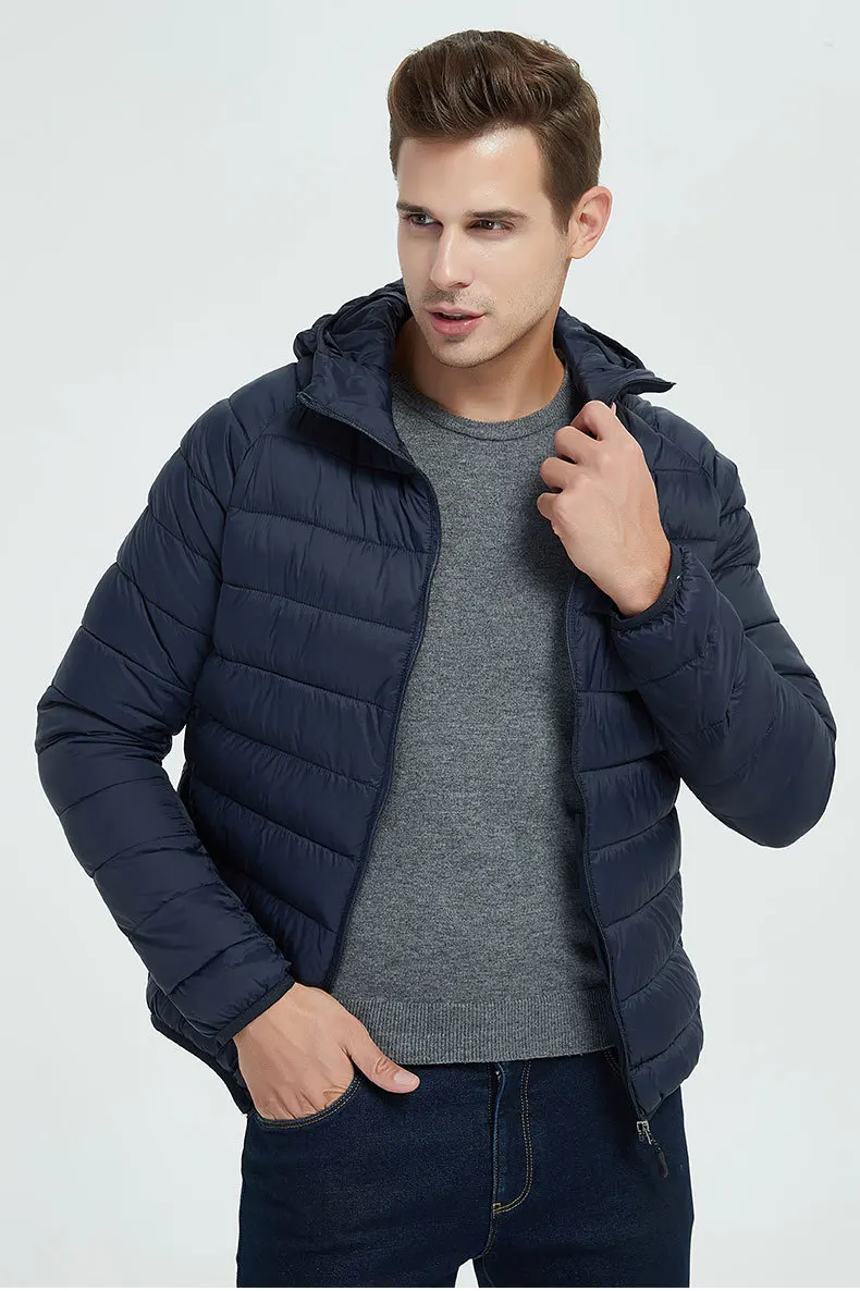 

Мужское зимнее пальто с хлопковой подкладкой, новинка 2023, модная мужская короткая стеганая куртка с капюшоном