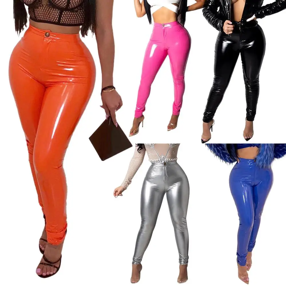 

Women Latex Faux Pu Leather Pants Trousers Push Up High Waist Skinny Pants Pencil Fall Winter Solid Color Sexy Pants Female