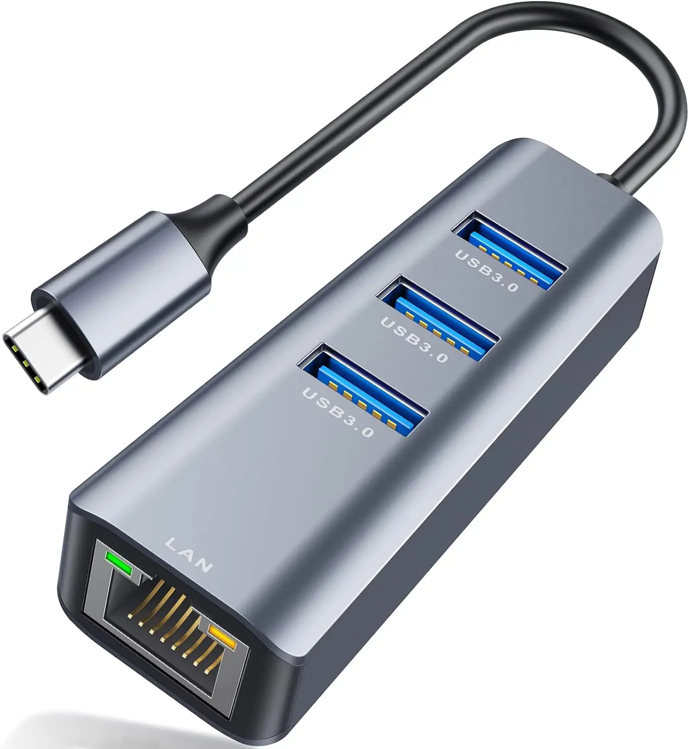 Адаптер USB C-Ethernet адаптер 4 в 1 RJ45 USB-C/Thunderbolt 3 Gigabit LAN