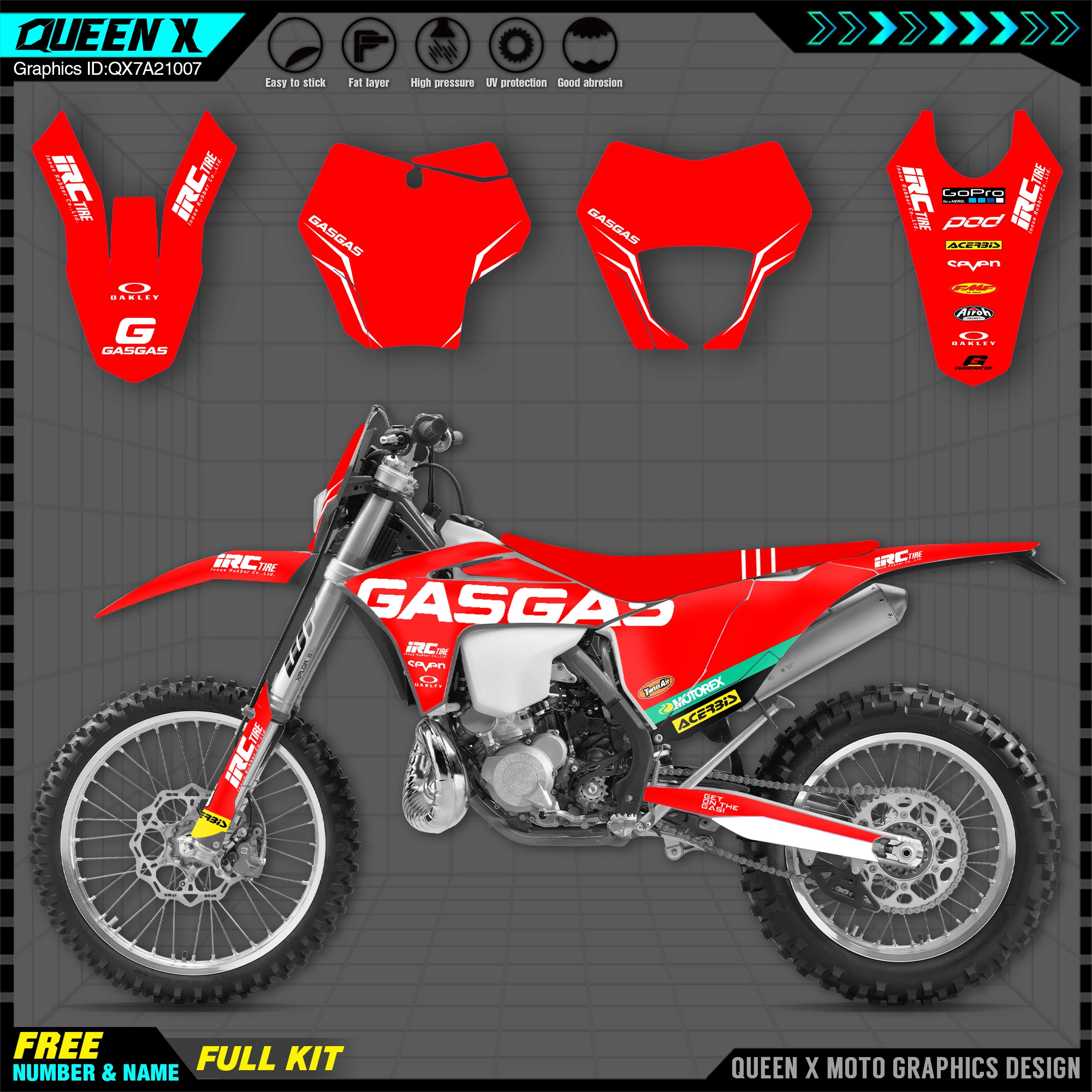 QUEEN X MOTOR Custom Team Graphics Backgrounds Decals 3M Stickers Kit For GASGAS 2021 2022 2023 EC MC 007