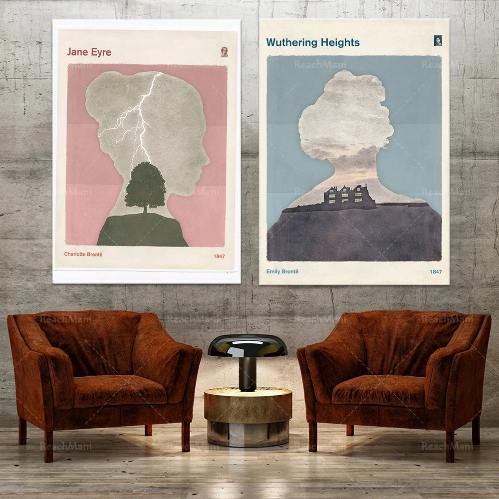Антикварная печать книг галерейские плакаты Шарлотта Бронте литературные