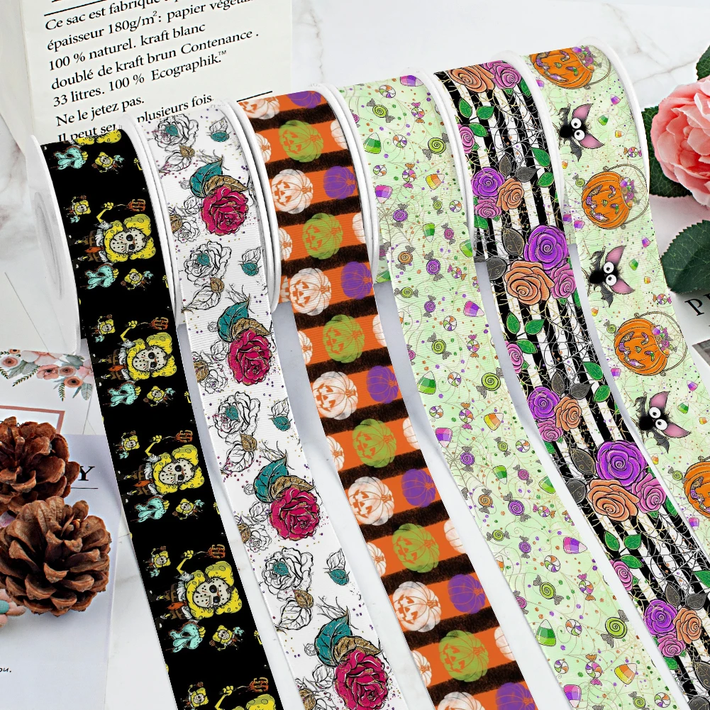 

Атласная лента в рубчик с принтом для упаковки подарков