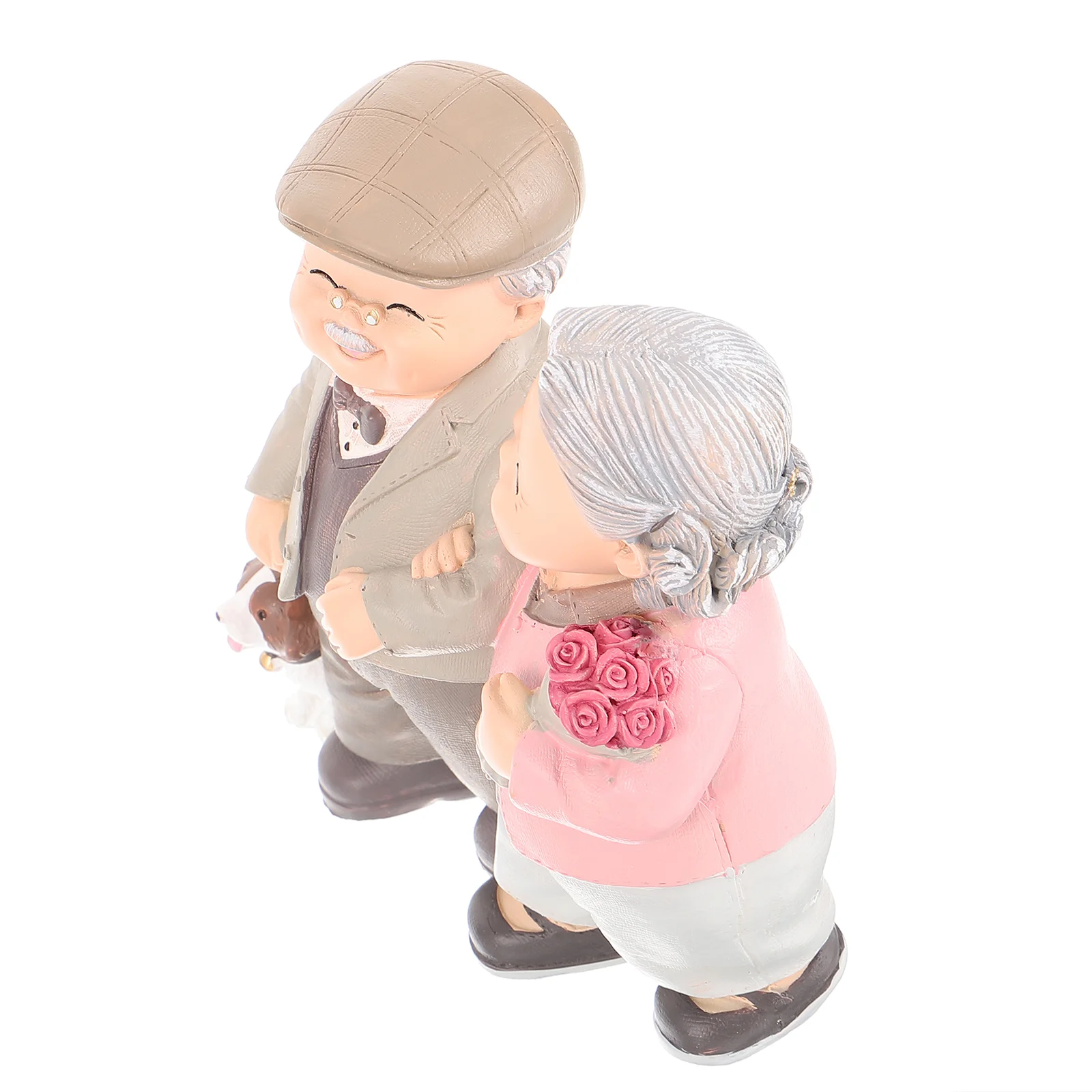 

Old Man Granny Ornaments Resin Decoration Lovely Adornment Eye-catching Multi-color Caring Figurine Wedding Cupcake