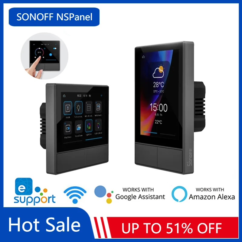 

Sonoff NSPanel ЕС/США Wifi переключатель умный дом термостат контроль температуры ler сенсорный экран Голосовое управление Alexa Google Home