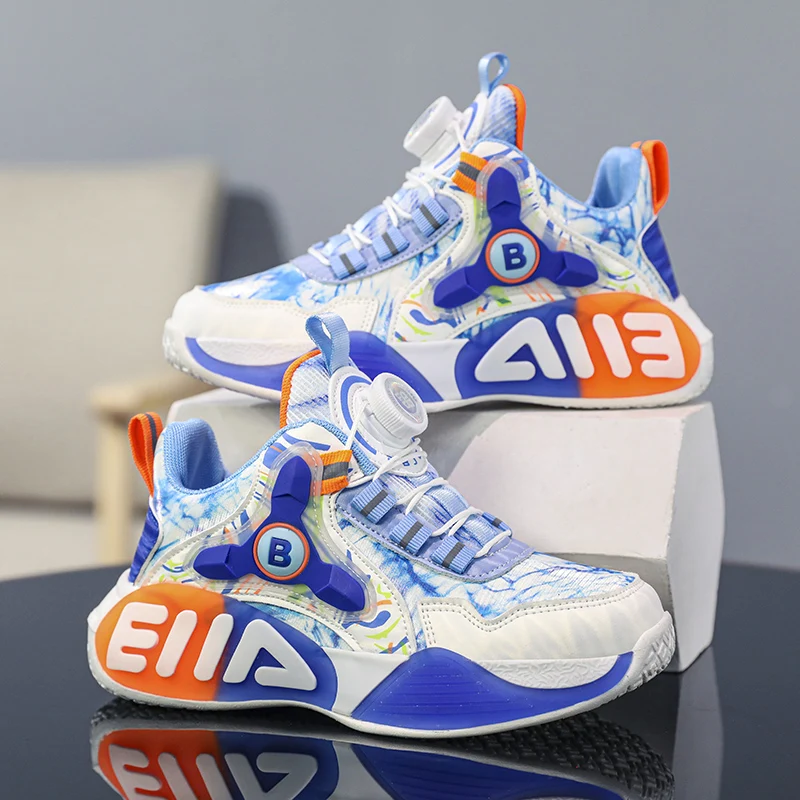 

Fashion Children Sports Shoes Boys Cool Rotating Buttom Basketball Shoes Cute Pink Girls Sneakers Non-slip Kids Running Shoes
