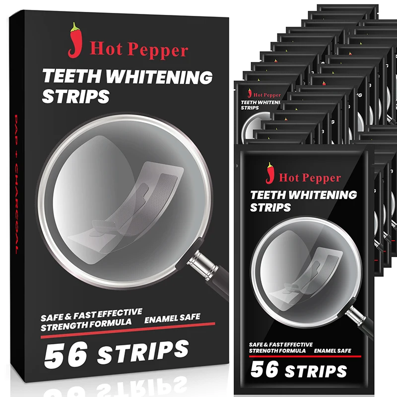 Professional Teeth Whitening Strips Charcoal Dental Dentistry Teeth Whitener PAP Tooth Stain Removal White Tool 56Pcs