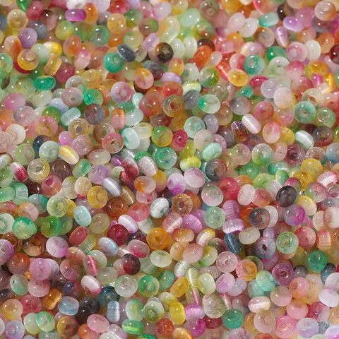 Стеклянные бусины "кошачий глаз" 4 мм, 100 шт., для рукоделия