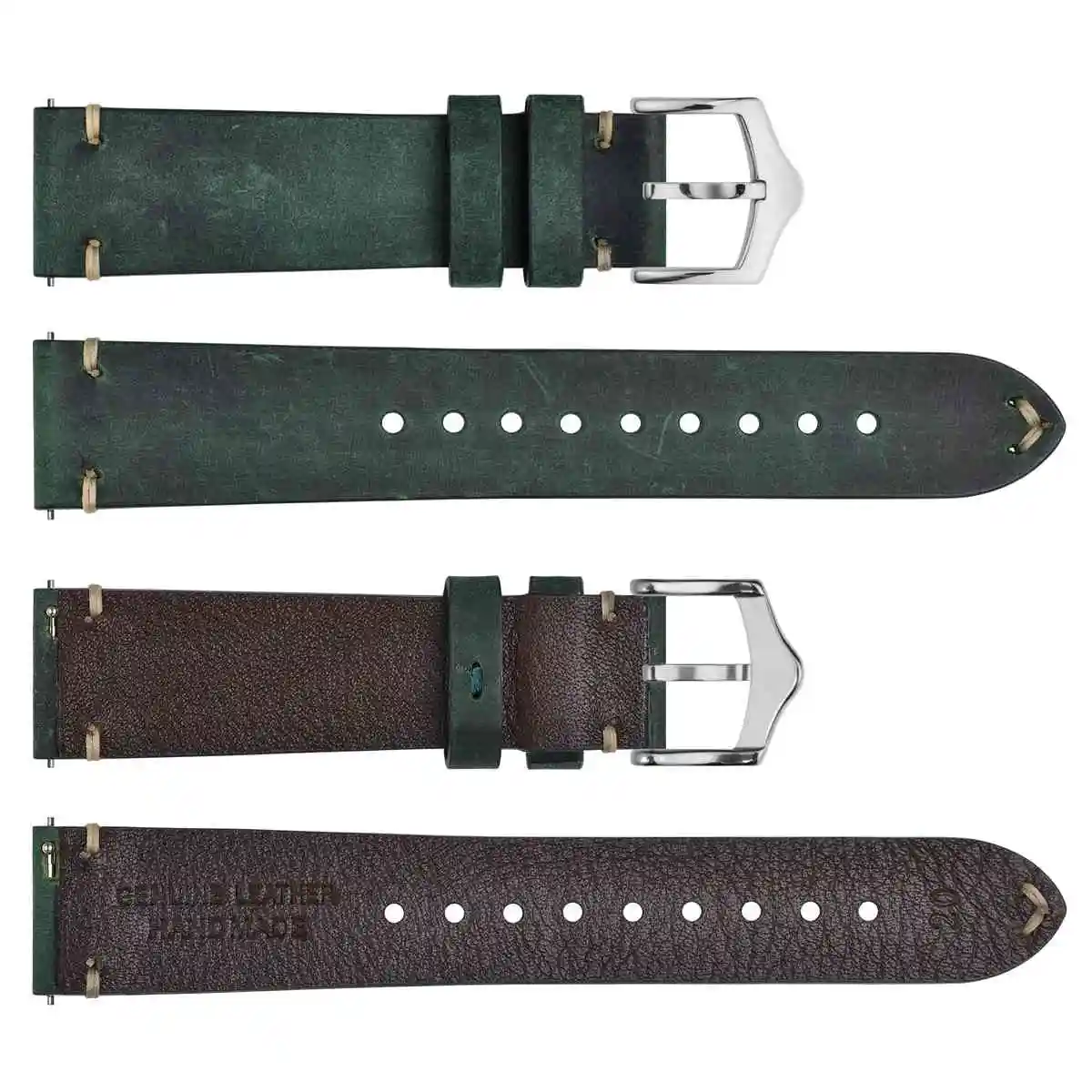 WOCCI Crazy Horse Leather Genuine Leather Cowhide Watch Band 18mm 20mm 22mm Bracelet for Men Watchband Black Green Brown Tan