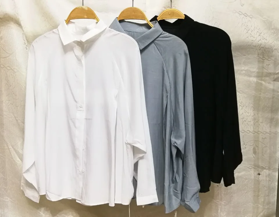

nbasic fall 2022 new casual women's wear Korean bamboo fiber silk top Lapel long sleeve 20113