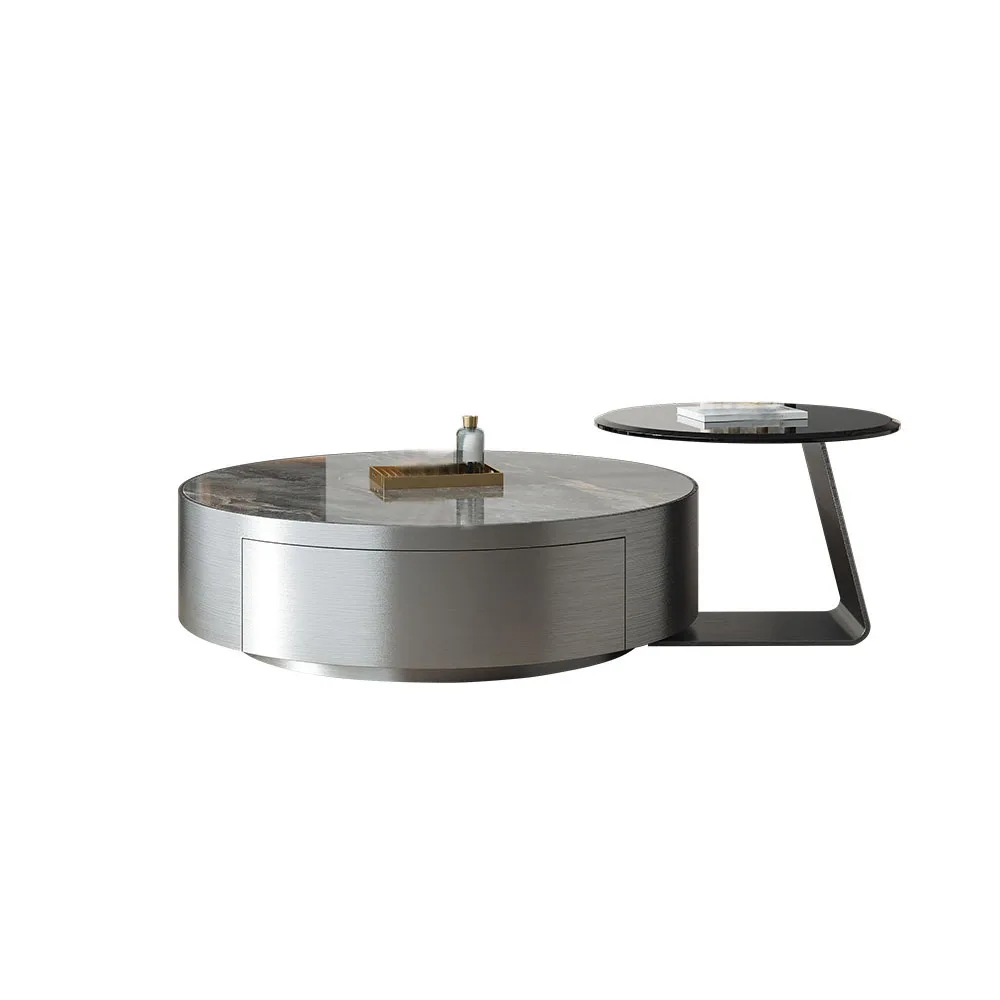 

Slate Combination Coffee Table Round Coffee Table Multiple Venues Small Apartment Simple And Modern