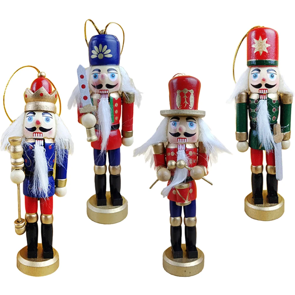 

4pcs Christmas Nutcracker Ornaments Tabletop Adornment Xmas Tree Hanging Decor