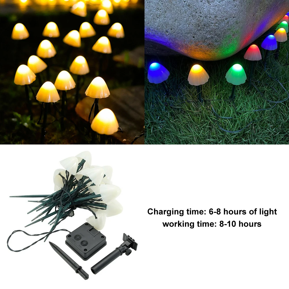 

Solar LED Light Outdoor Mushroom Garden Decoration Lights Waterproof Garden Garland Furniture Decor Solar Cell Fairy Lights