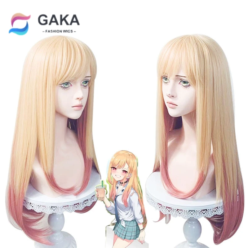 

GAKA Gradient Color with Bangs Wave Role Play Anime Maid Party Daily Synthetic Wig Women's High Density Temperature Fiber