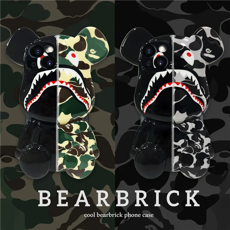 

3D Camouflage Shark Anti Falling Protective Case for IPhone11 12 13 Pro Max X XR Cover Transparent Phone Case Phone Accessories