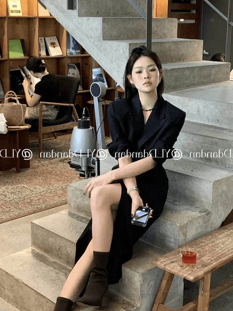 Женский элегантный пиджак UNXX в стиле Френч с юбкой изысканный облегающий для