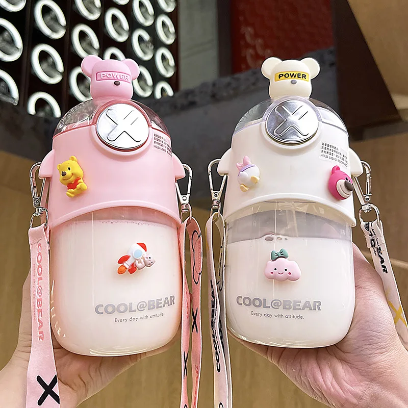 

2022 New High-value Violent Bear Cup Japanese Net Red Student Summer Cute Plastic Straw Cup Water Cup Female Outdoor Travel