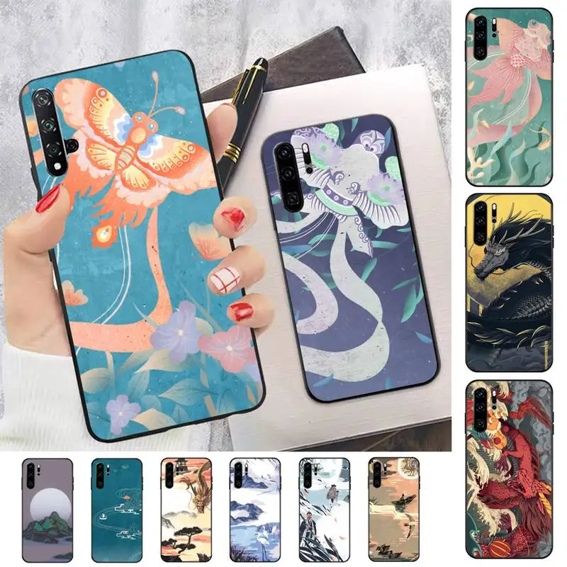 

FHNBLJ Chinese Style Ancient Poems Phone Case for Huawei P30 40 20 10 8 9 lite pro plus Psmart2019