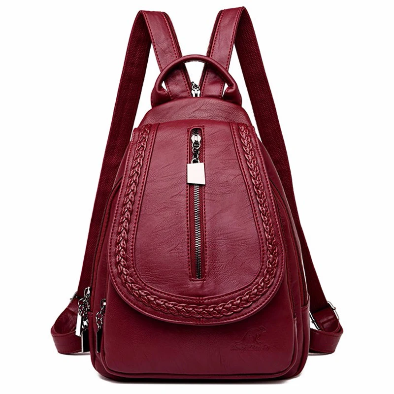 

XZAN Leather Backpack Fashion Shoulder School Bags For Teenage Girls Female Chest Bag Travel Back Pack Ladies Bagpack Mochilas