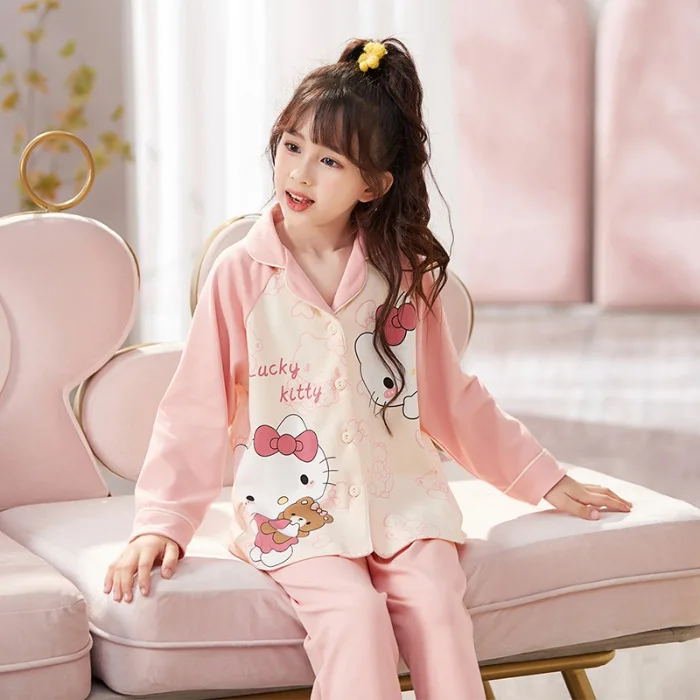 

Autumn Kawaii Sanrioed Pochacco Children's Pajamas Cute Anime Cinnamoroll Kuromi Kids Cotton Sleepwear Spring Boys Girl Homewear