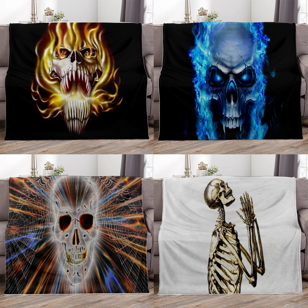 

Страшное фланелевое одеяло с черепом, пламенем и белыми костяшками, волшебное таинственное одеяло с черепом, новинка, одеяло для дивана, пос...