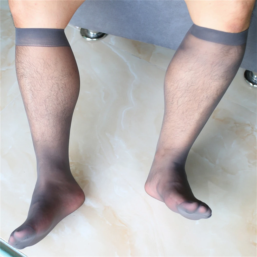 Ultra Thin Silky Hosiery Middle Tube Unisex Stockings Breathable Transparent Thin Mesh Socks