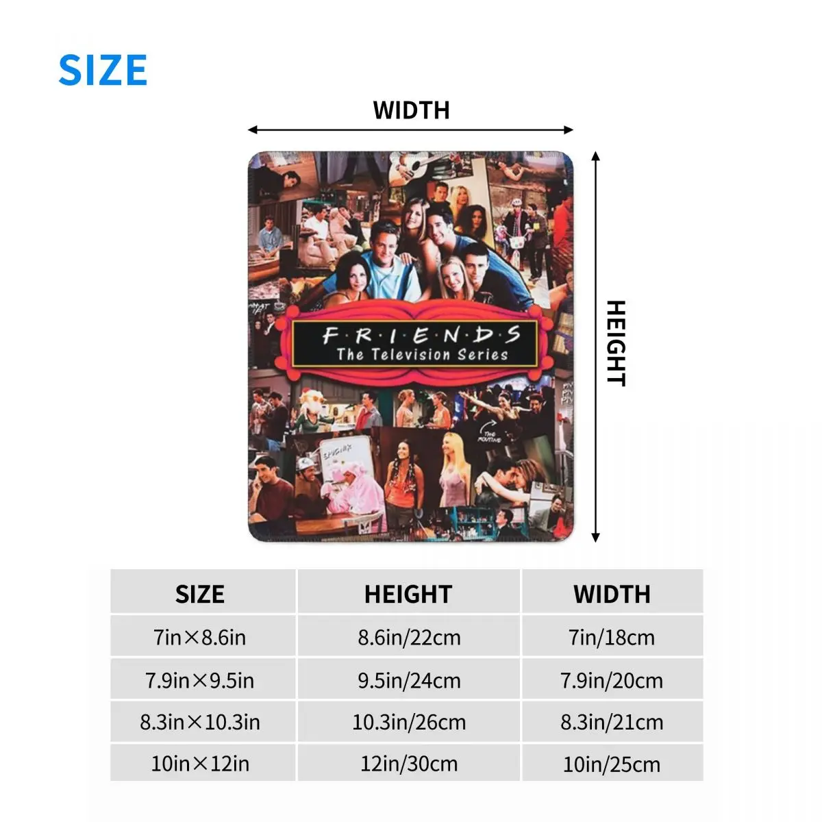 Винтажный игровой коврик для мыши с коллажем друзей в стиле ретро Нескользящий