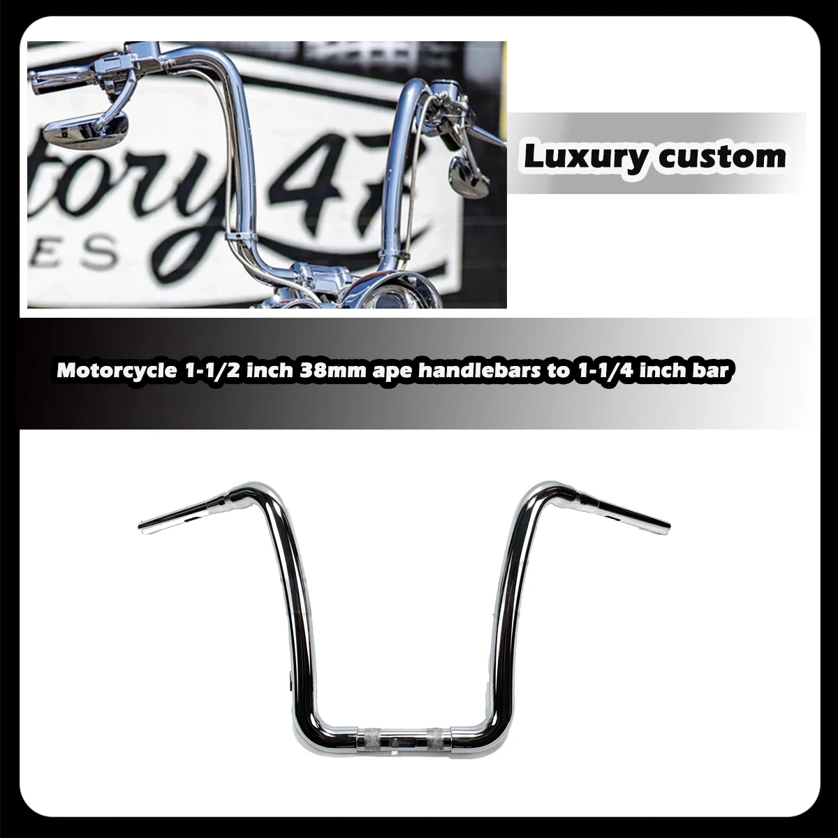 Руль ZDQ для мотоцикла 1-1/2 дюйма 38 мм руль ape на 1-1/4 Harley Road Glide 2014-2023 рулевое колесо