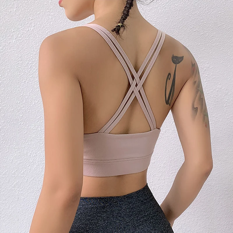 

Women Fitness Tops Gym Running Yoga Sportswear Workout Shockproof Push Up Bra Female Athletic Sport Skinny Bra